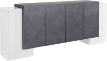 Sideboard >Pinerolo< in Weiß-Hochglanz/Schiefer - 210x85x45cm (BxHxT)