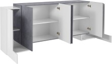 Sideboard >Pinerolo< in Weiß-Hochglanz/Schiefer - 210x85x45cm (BxHxT)
