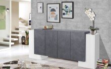 Sideboard >Pinerolo< in Weiß-Hochglanz/Schiefer - 210x85x45cm (BxHxT)