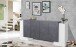 Sideboard >Pinerolo< in Weiß-Hochglanz/Schiefer - 210x85x45cm (BxHxT)