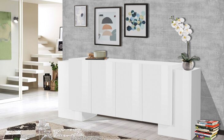 Weiß-Hochglanz/Schiefer € (BxHxT), - 339,95 170x85x45cm >Pinerolo< Sideboard in