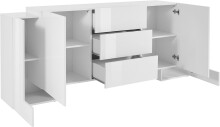 Sideboard >Pinerolo< in Weiß-Hochglanz - 210x85x45cm (BxHxT)