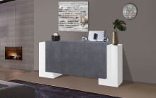 Sideboard >Pinerolo< in Weiß-Hochglanz - 210x85x45cm (BxHxT)