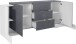 Sideboard >Pinerolo< in Weiß-Hochglanz - 210x85x45cm (BxHxT)