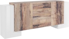 Sideboard >Pinerolo< in Weiß-Hochglanz/Ahorn - 210x85x45cm (BxHxT)
