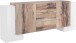 Sideboard >Pinerolo< in Weiß-Hochglanz/Ahorn - 210x85x45cm (BxHxT)