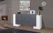 Sideboard >Pinerolo< in Weiß-Hochglanz/Schiefer - 210x85x45cm (BxHxT)