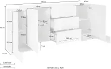 Sideboard >Pinerolo< in Weiß-Hochglanz - 210x85x45cm (BxHxT)
