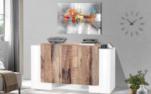 Sideboard >Pinerolo< in Weiß-Hochglanz/Ahorn...