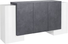 Sideboard >Pinerolo< in Weiß-Hochglanz/Schiefer - 170x85x45cm (BxHxT)