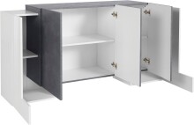 Sideboard >Pinerolo< in Weiß-Hochglanz/Schiefer - 170x85x45cm (BxHxT)