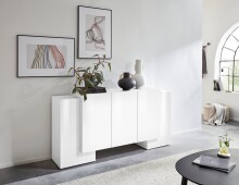 Sideboard >Pinerolo< in Weiß-Hochglanz -...