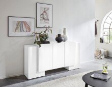 Sideboard >Pinerolo< in Weiß-Hochglanz -...