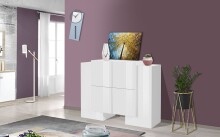 Highboard >Pinerolo< in Weiß-Hochglanz - 130x100x45cm (BxHxT)