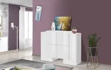 Highboard >Pinerolo< in Weiß-Hochglanz - 130x100x45cm (BxHxT)