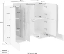 Highboard >Pinerolo< in Weiß-Hochglanz - 130x100x45cm (BxHxT)