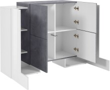Highboard >Pinerolo< in Weiß-Hochglanz - 130x100x45cm (BxHxT)