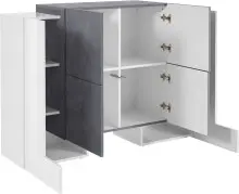 Highboard >Pinerolo< in Weiß-Hochglanz - 130x100x45cm (BxHxT)
