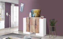 Highboard >Pinerolo< in Weiß-Hochglanz - 130x100x45cm (BxHxT)