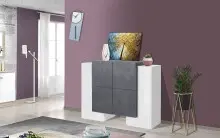 Highboard >Pinerolo< in Weiß-Hochglanz - 130x100x45cm (BxHxT)