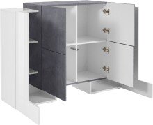 Highboard >Pinerolo< in Weiß-Hochglanz - 130x100x45cm (BxHxT)