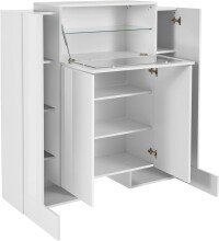 Highboard >Pinerolo< in Weiß-Hochglanz - 130x135x45cm (BxHxT)