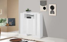 Highboard >Pinerolo< in Weiß-Hochglanz - 130x135x45cm (BxHxT)