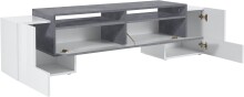 TV-Board >Pinerolo< in Weiß-Hochglanz/Schiefer - 170x45x45cm (BxHxT)