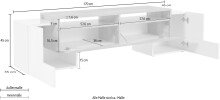TV-Board >Pinerolo< in Weiß-Hochglanz/Schiefer - 170x45x45cm (BxHxT)