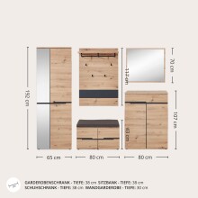 Garderoben-Set >Meagan< in Artisan Eiche - 255x192x38cm (BxHxT)
