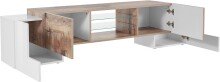 TV-Board >Pinerolo< in Weiß-Hochglanz/Ahorn - 190x45x45cm (BxHxT)