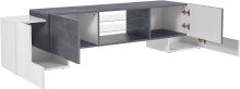 TV-Board >Pinerolo< in Weiß-Hochglanz/Schiefer - 190x45x45cm (BxHxT)
