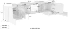 TV-Board >Pinerolo< in Weiß-Hochglanz/Schiefer - 190x45x45cm (BxHxT)