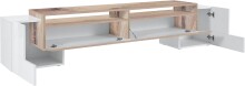 TV-Board >Pinerolo< in Weiß-Hochglanz/Ahorn - 210x45x45cm (BxHxT)