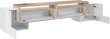 TV-Board >Pinerolo< in Weiß-Hochglanz/Ahorn - 210x45x45cm (BxHxT)