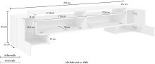 TV-Board >Pinerolo< in Weiß-Hochglanz - 210x45x45cm (BxHxT)