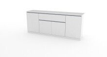 Sideboard >Milazzo< in Weiß-Hochglanz - 210.2x85x45cm (BxHxT)