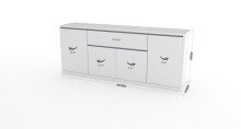 Sideboard >Milazzo< in Weiß-Hochglanz - 210.2x85x45cm (BxHxT)