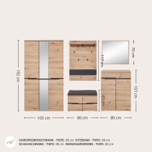 Garderoben-Set >Meagan< in Artisan Eiche - 295x192x38cm (BxHxT)