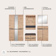 Garderoben-Set >Meagan< in Artisan Eiche - 295x192x38cm (BxHxT)