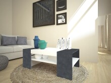 Couchtisch >Cesena< in Weiß-Hochglanz - 110x40x60cm (BxHxT)