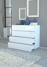 Kommode >Onda< in Weiß Hochglanz - 98x81.5x40cm (BxHxT)