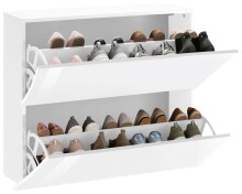 Schuhschrank >Arona< in Weiß Hochglanz - 101x81.4x26.6cm (BxHxT)
