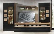 Wohnwand >Sidonia< in Eiche Altholz - 330x208x52cm...