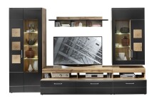 Wohnwand >Sidonia< in Eiche Altholz - 330x208x52cm (BxHxT)