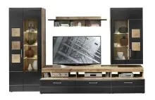 Wohnwand >Sidonia< in Eiche Altholz - 330x208x52cm...