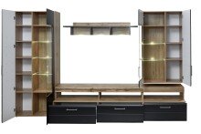 Wohnwand >Sidonia< in Eiche Altholz - 330x208x52cm (BxHxT)