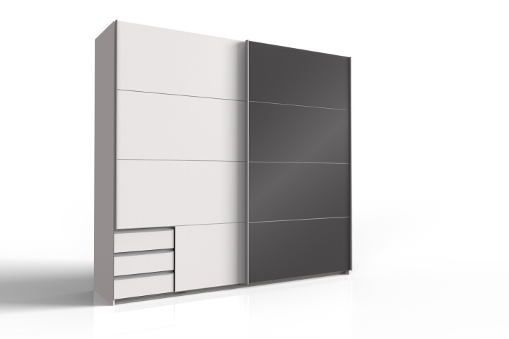 Kleiderschrank >Valencia< in Weiß - 225x210x65cm (BxHxT)