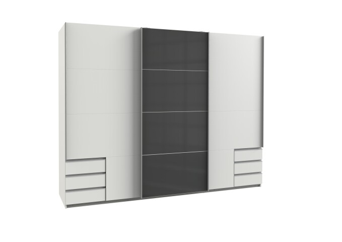 Kleiderschrank >Valencia< in Weiß - 270x210x65cm (BxHxT)