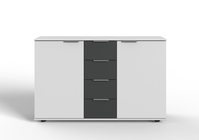 Highboard >Valencia< in Weiß - 130x83x41cm (BxHxT)